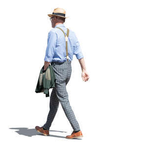 cut out elderly gentleman with a hat walking