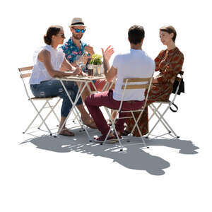 cut out backlit outdoor restaurant scene with group of people