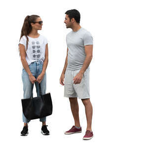 cut out man and woman standing and talking