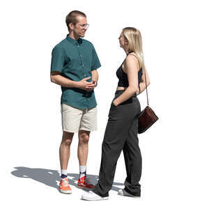 cut out young man and woman standing and talking