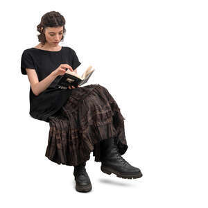cut out woman sitting and reading a book