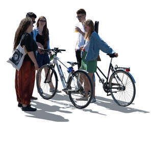 cut out backlit group of young people standing and talking