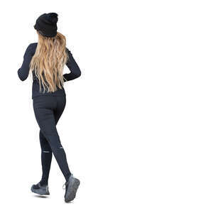 cut out woman jogging outside in cold weather