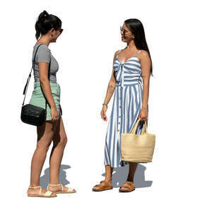 two cut out women standing and talking