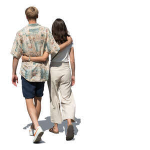 couple in summer walking holding each other