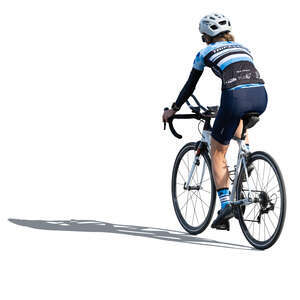 cut out sporty female cyclist riding a bike