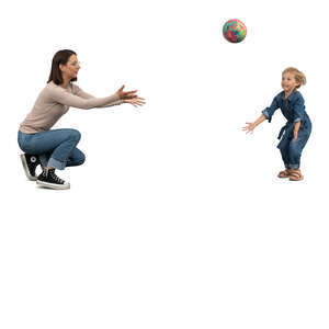 cut out mother playing ball with her daughter