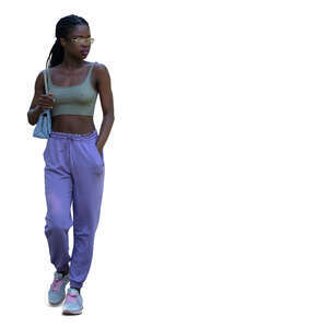 cut out young black woman walking