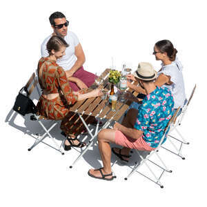 group of people sitting in a cafe seen from above