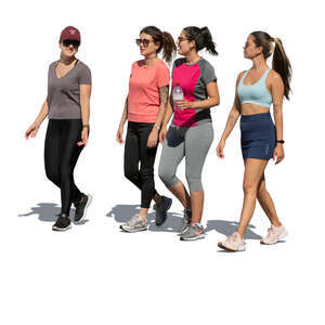 cut out group of women in work out clothes walking