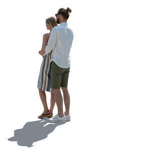 cut out backlit couple standing