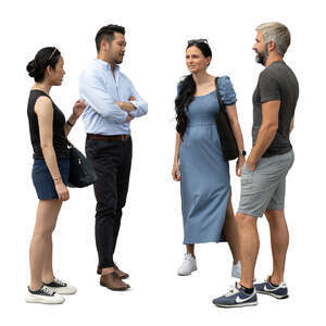 cut out group of adults standing and having a converstation