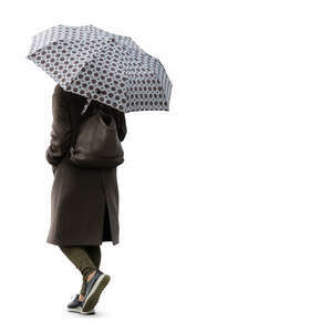 cut out woman with an umbrella walking