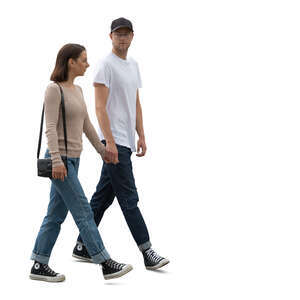 man and woman walking hand in hand