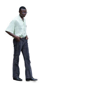 cut out stylish black man walking