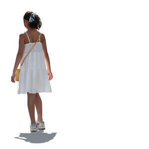 cut out backlit latino girl in a white summer dress standing