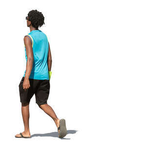 cut out young black man walking in summer