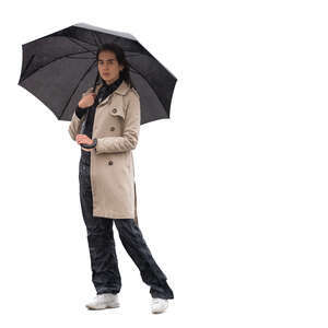 cut out woman with an umbrella standing