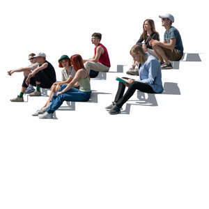 many people sitting on the stairs outside in summer