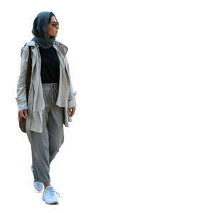 cut out modern muslim woman walking