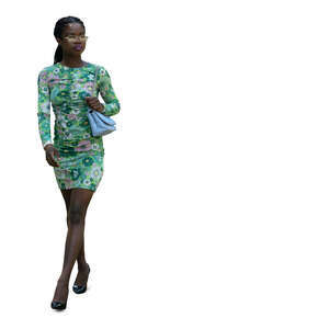 cut out young black woman walking