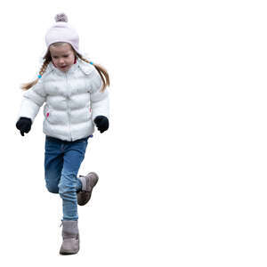 cut out little girl in winter running