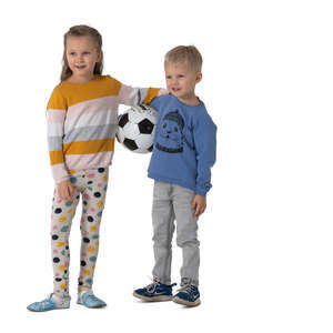 two children with a ball standing