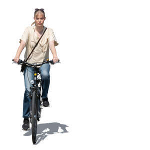 cut out woman riding a bike