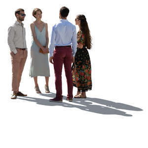 backlit group of people standing in summer