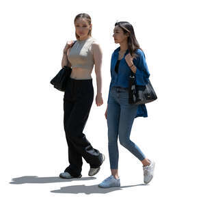 two women walking on a sunny summer day