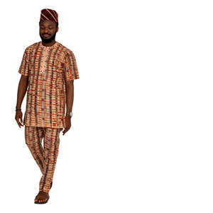 african man in ethnic outfit walking