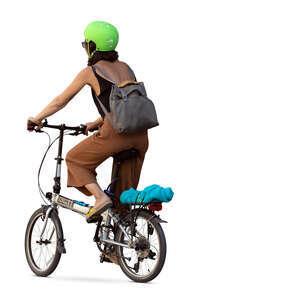 woman with a helmet riding a modern bike