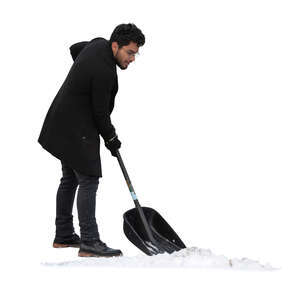 cut out man shovelling snow