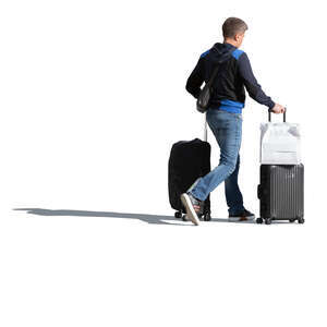 man with two big suitcases walking in the street