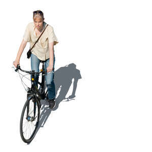 top view of a woman riding a bike