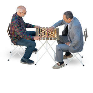 two men playing chess seen from above