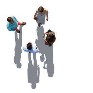 top view image of a backlit group of people standing