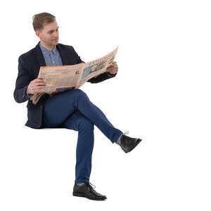 cut out man sitting and reading a newspaper