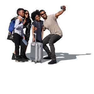 cut out african american family taking a selfie