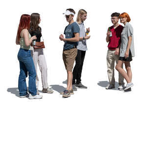 cut out group of teenagers standing and talking