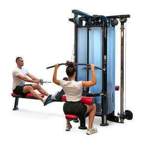 two people working out in a gym