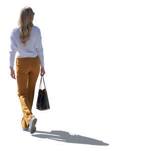 cut out backlit woman walking