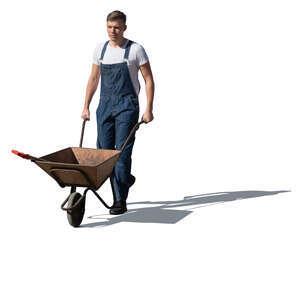 man with a wheelbarrow walking