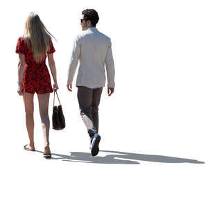 cut out backlit smart casual couple walking