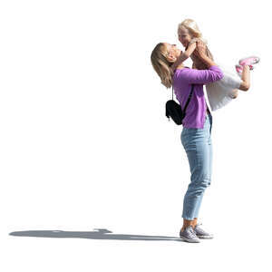 woman lifting up her daughter