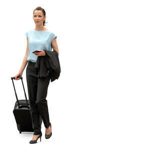 businesswoman with a suitcase walking