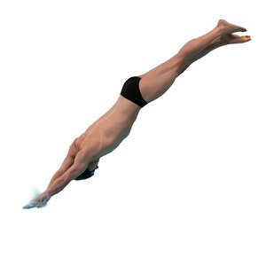 cut out swimmer jumping into the pool