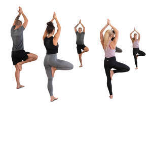 group exercising in front of the mirror