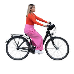 woman riding a bike seen from side view