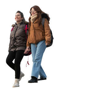 two women walking down the stairs